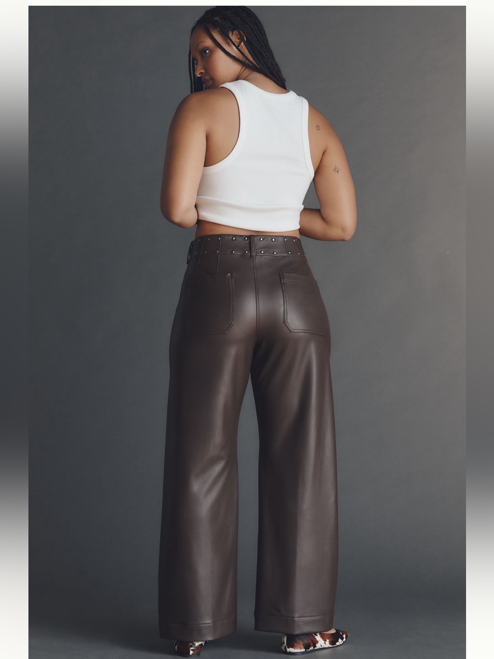 Anthropologie NWT Colette Full-Length Faux Leather Studded Pants by Maeve - Picture 11 of 12